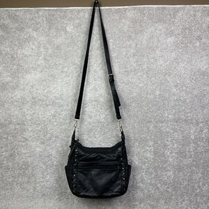 Vintage Bueno Black Crossbody Shoulder Bag‎ Purse Faux Leather Distressed Boho